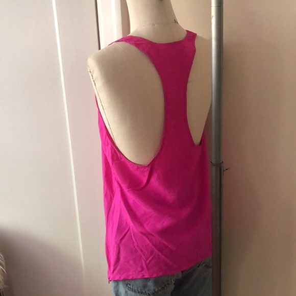 Helmut Lang hot pink racer back silk camisole sz S - Picture 5 of 6